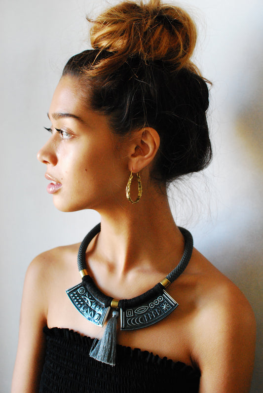Vintage Stoneware ‘Cypher Arch’ Collar Neck Piece In Flint Grey Glaze
