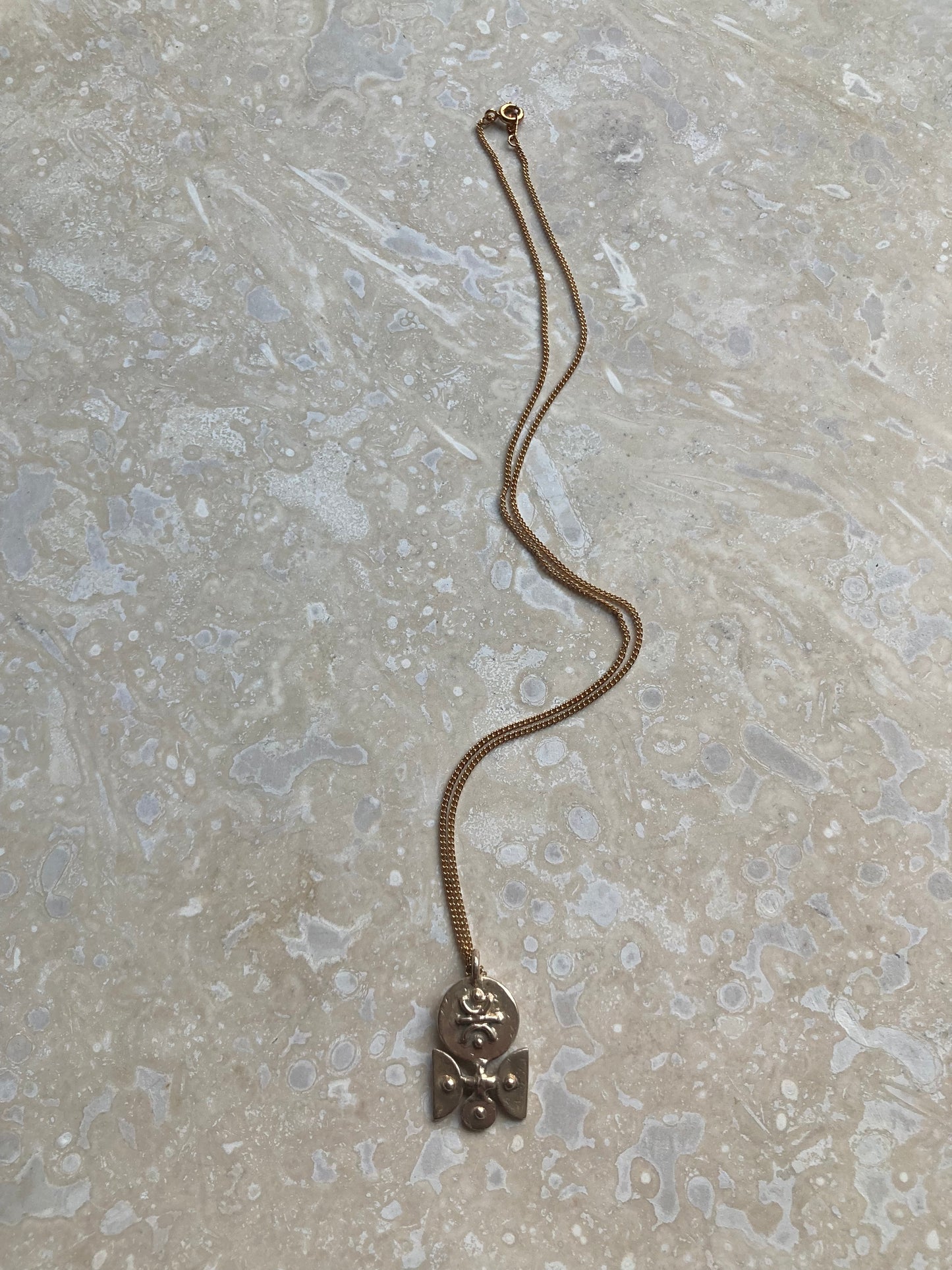 Solid Bronze Mini ‘Breja’ Necklace On Gold Plated Chain