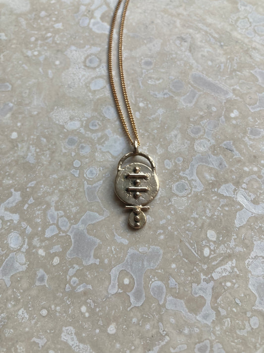 Solid Bronze Mini ‘Eia’ Necklace On Gold Plated Chain