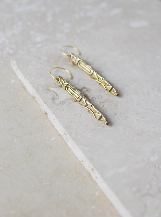 Solid Brass ‘Menhir Drop’ Earrings