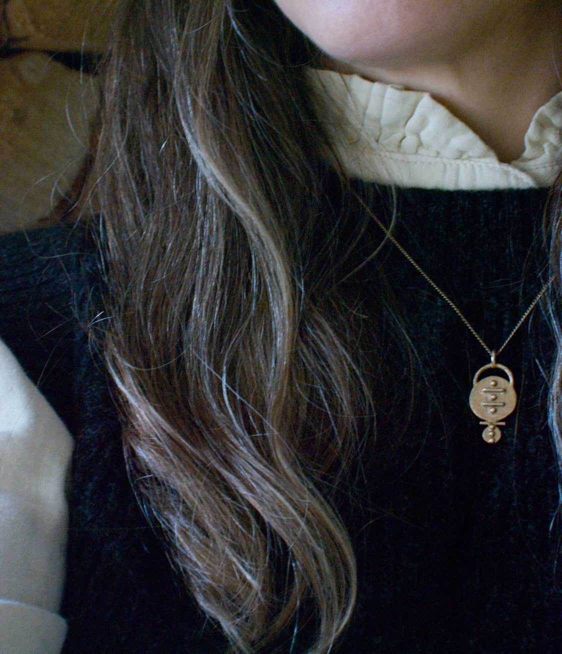 Solid Brass Mini ‘Eia’ Necklace On Gold Plated Waterproof Stainless Steel Chain