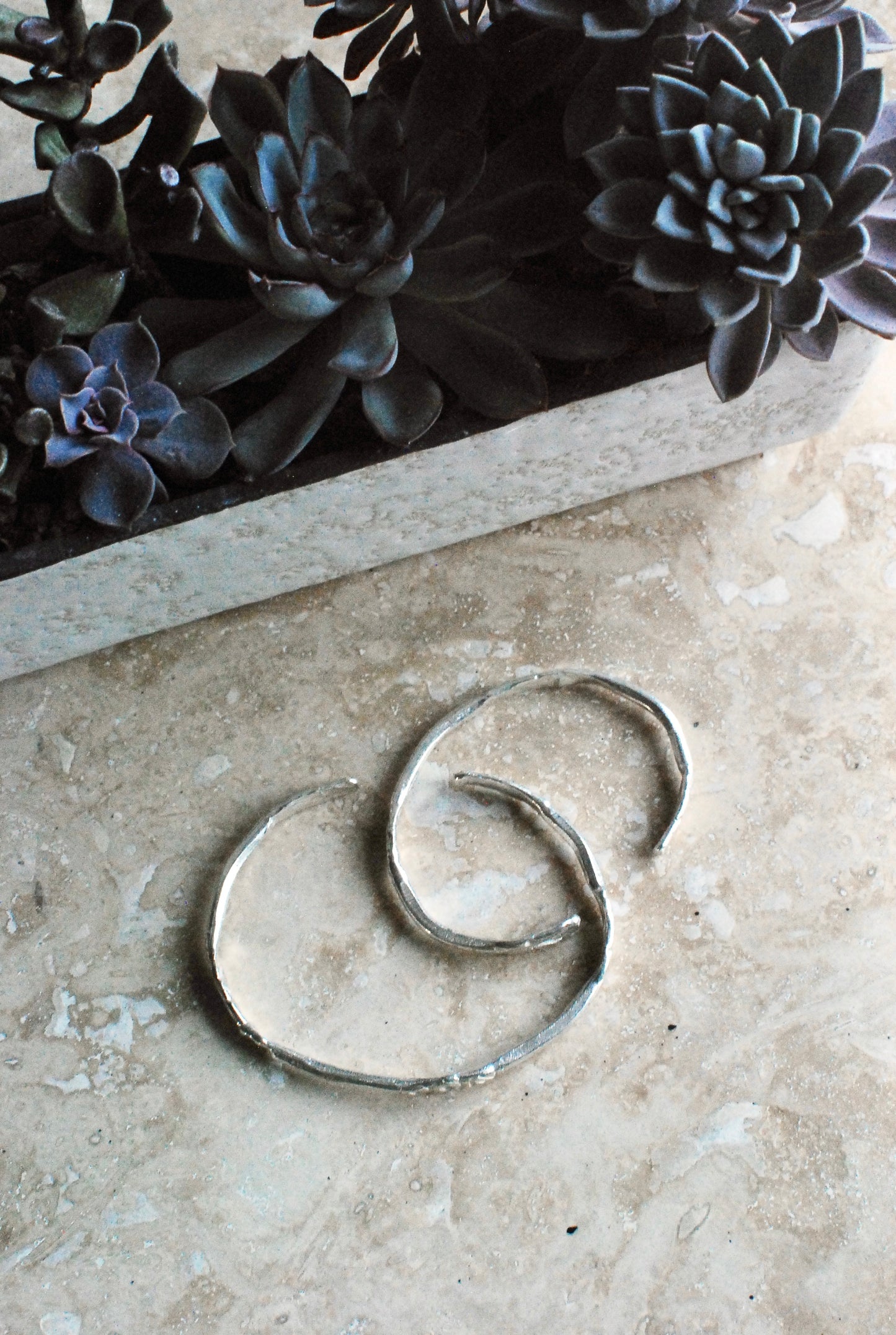 Solid Silver Adjustable ‘Menhir’ Bangle (Medium/Large)