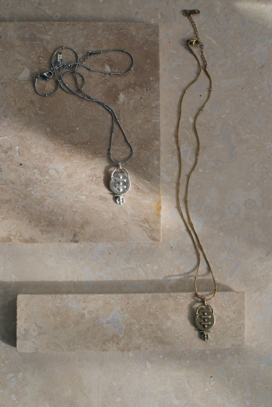 Solid Brass Mini ‘Eia’ Necklace On Gold Plated Waterproof Stainless Steel Chain