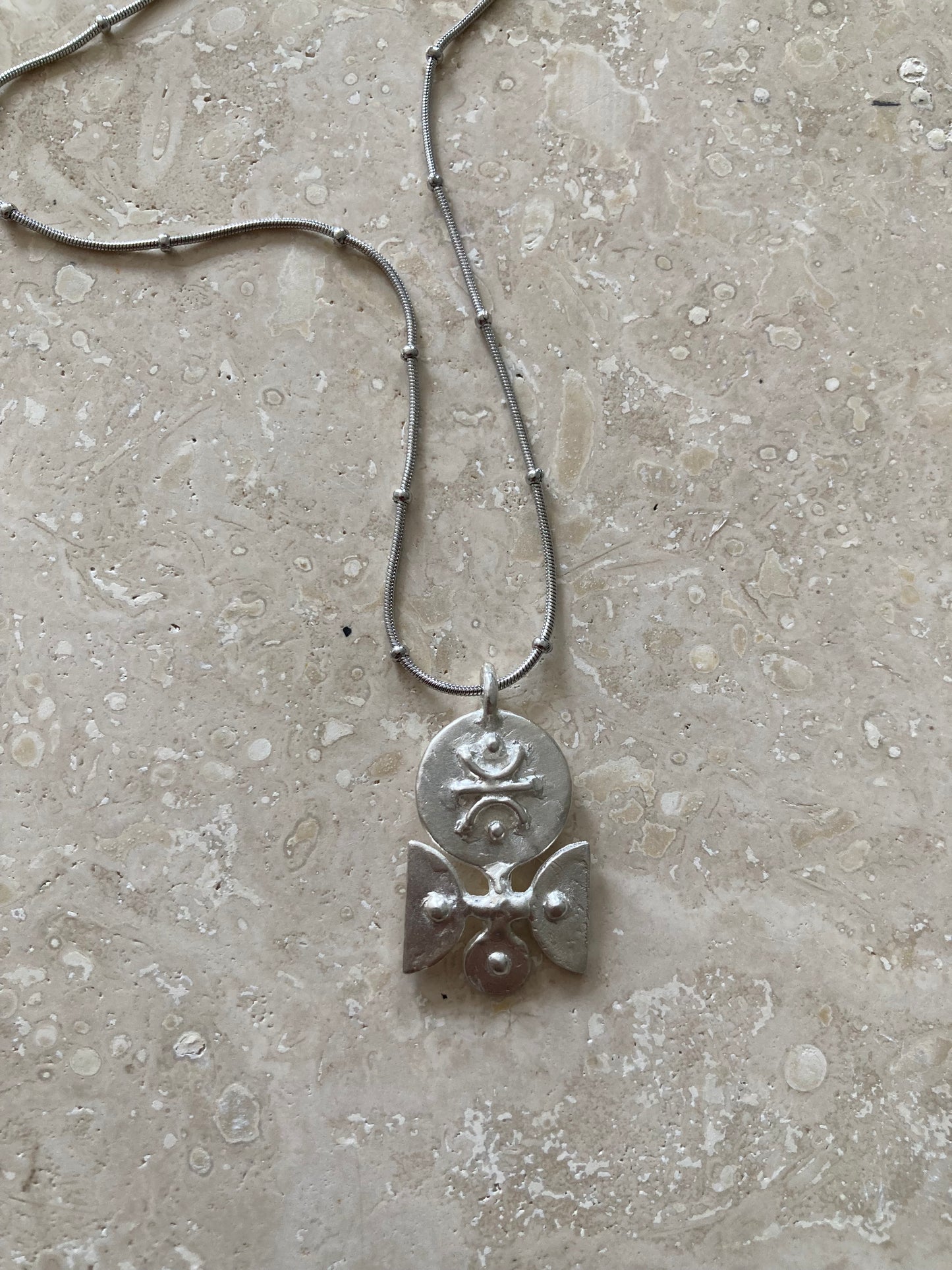 Solid Silver Mini ‘Breja’ Necklace On Waterproof Stainless Steel Chain