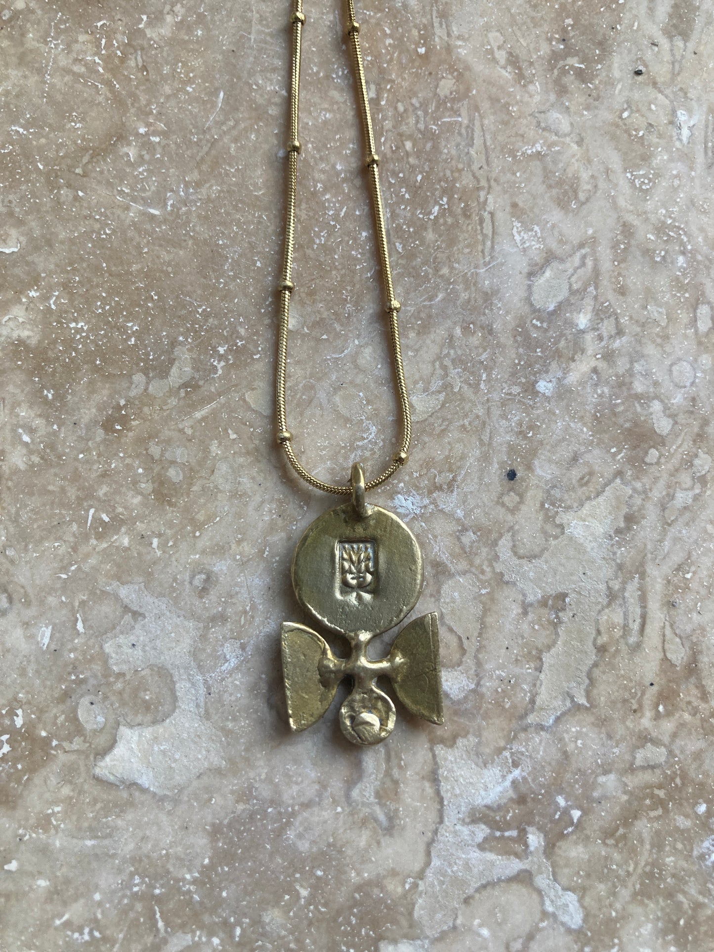 Solid Brass Mini ‘Breja’ Necklace On Gold Plated Waterproof Stainless Steel Chain