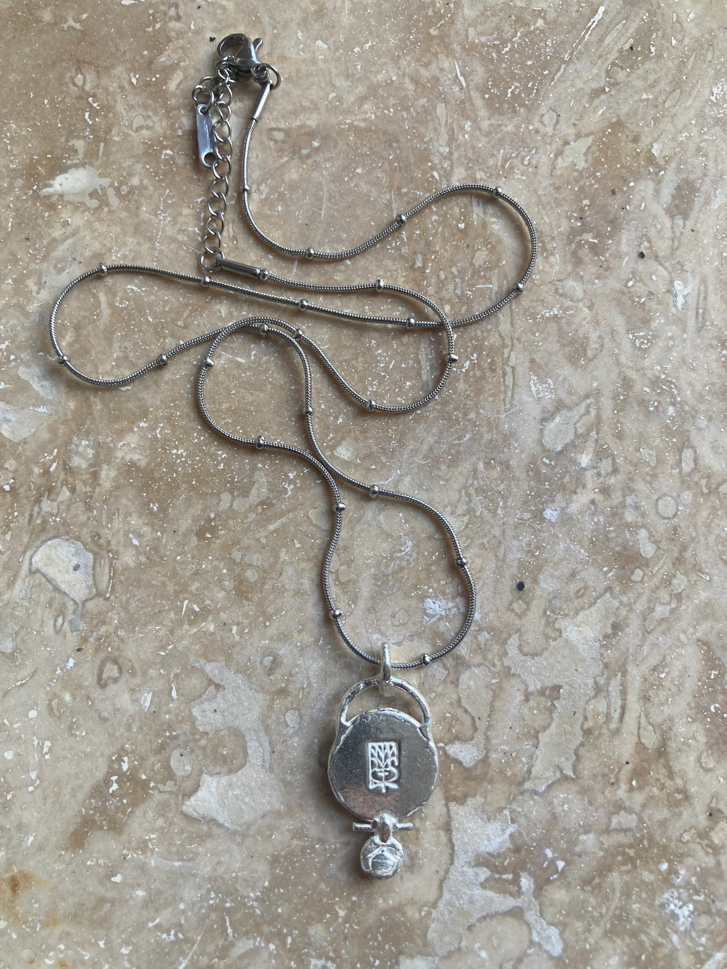 Solid Silver Mini ‘Eia’ Necklace On Stainless Steel Waterproof Chain