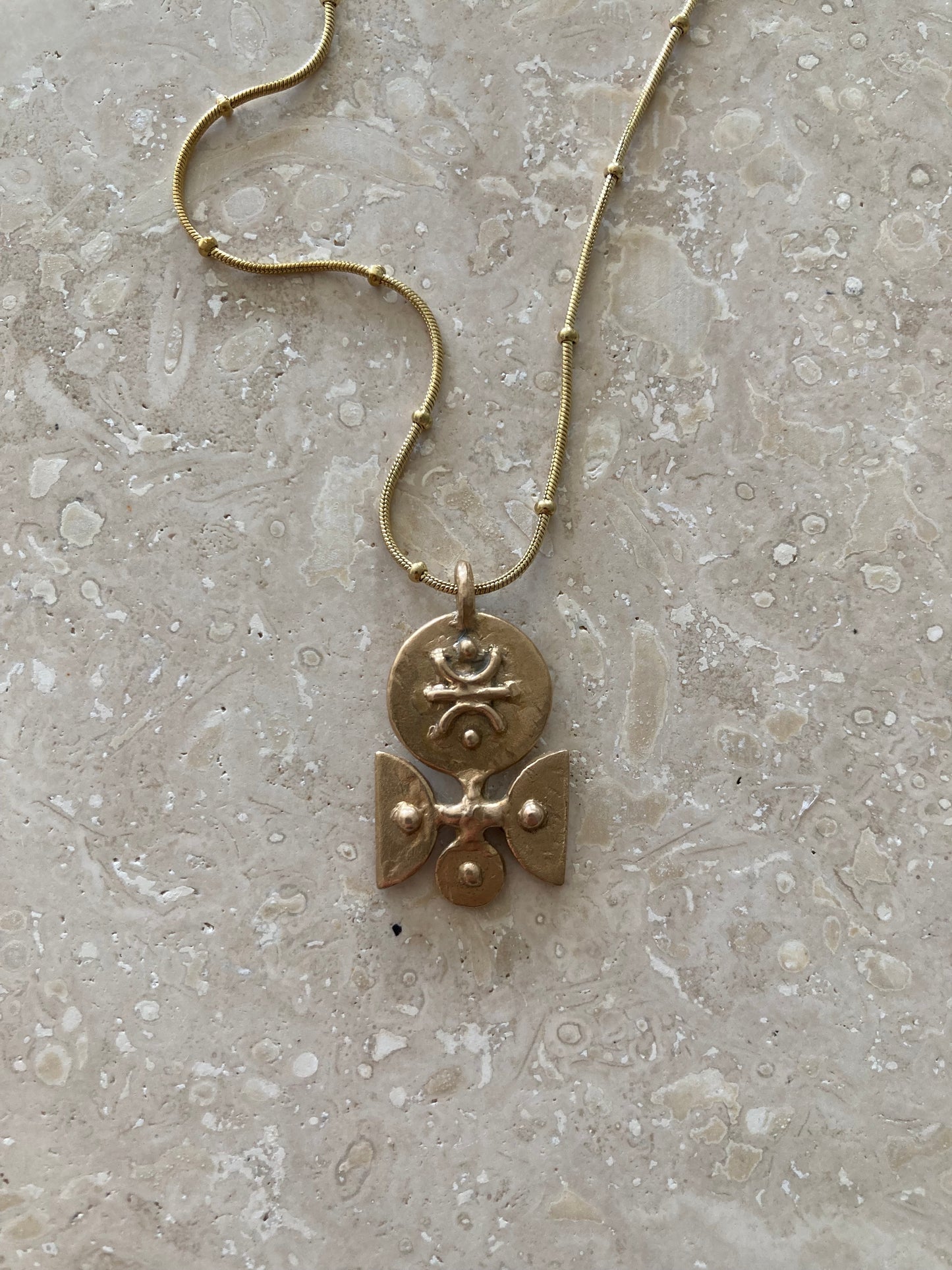 Solid Brass Mini ‘Breja’ Necklace On Gold Plated Waterproof Stainless Steel Chain