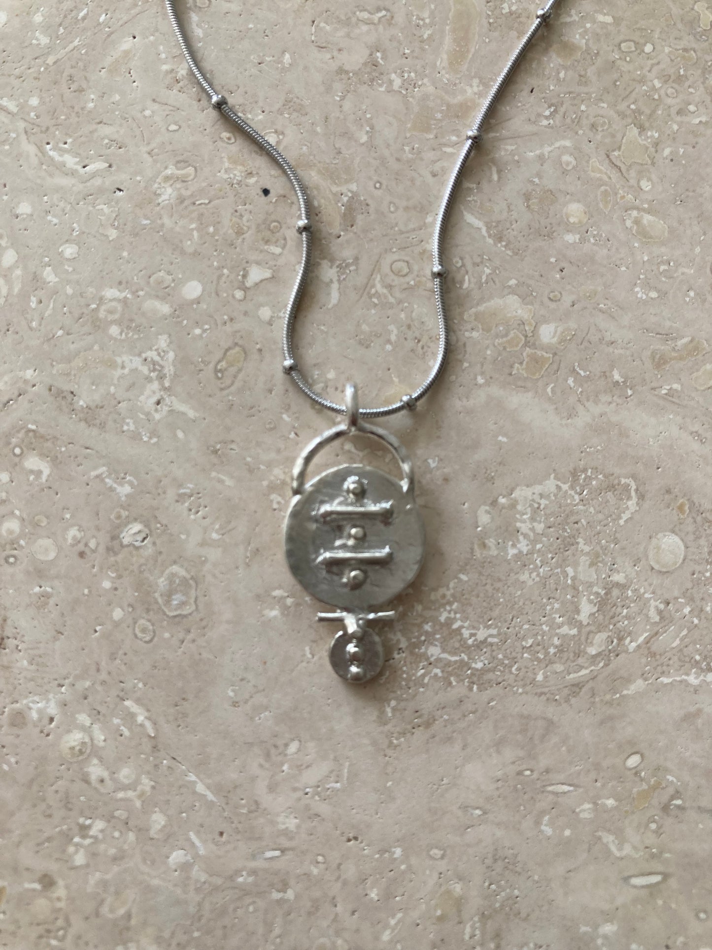 Solid Silver Mini ‘Eia’ Necklace On Stainless Steel Waterproof Chain