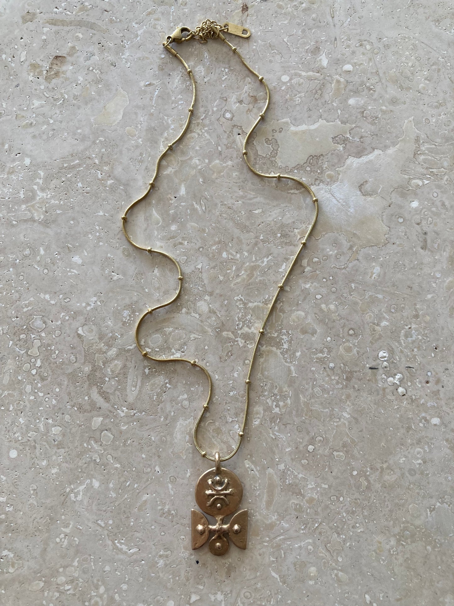 Solid Brass Mini ‘Breja’ Necklace On Gold Plated Waterproof Stainless Steel Chain