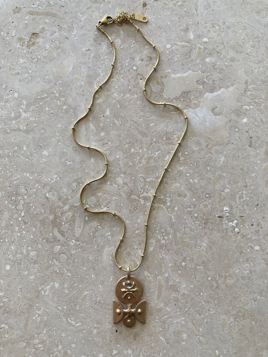 Solid Brass Mini ‘Breja’ Necklace On Gold Plated Waterproof Stainless Steel Chain