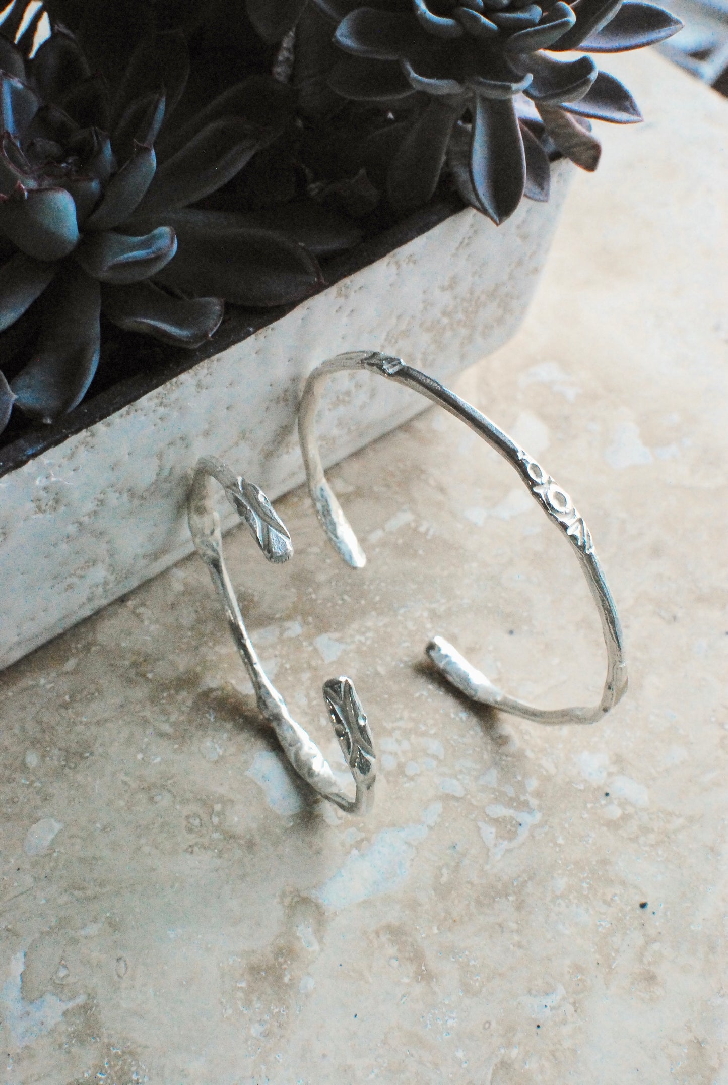 Solid Silver Adjustable ‘Menhir’ Bangle (Medium/Large)
