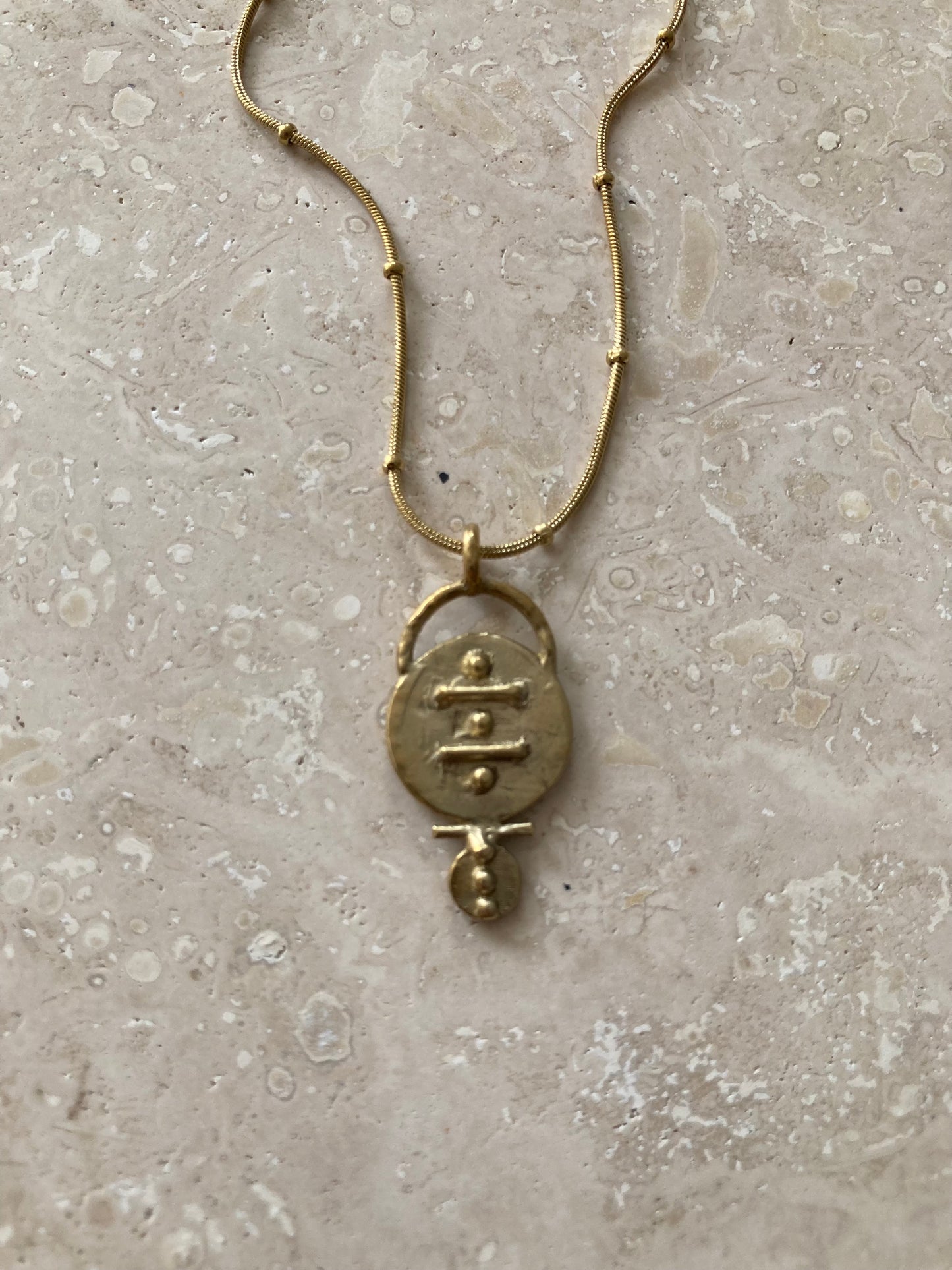 Solid Brass Mini ‘Eia’ Necklace On Gold Plated Waterproof Stainless Steel Chain