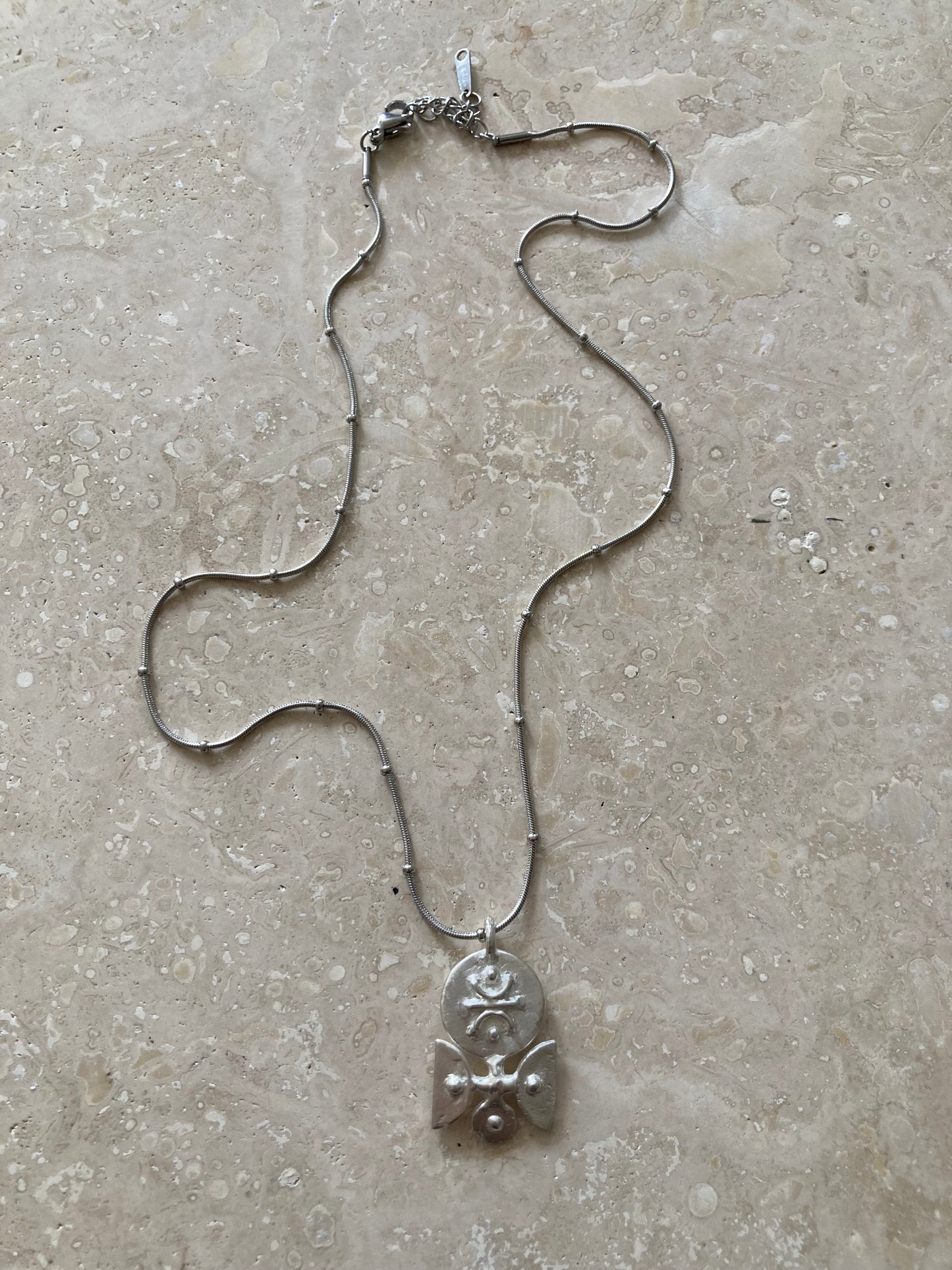 Solid Silver Mini ‘Breja’ Necklace On Waterproof Stainless Steel Chain
